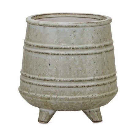 INTERNATIONAL 6.5 x 6.25 in. Terra Cotta Pot, Grey & Cream 82297